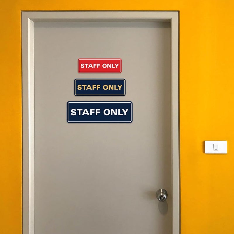 All Quality Standard Staff Only Wall or Door Sign | Easy Installation | Office Workplace Signs | Enhanced Security â€Œ - Silver - Large (1 Pack) - Image 4